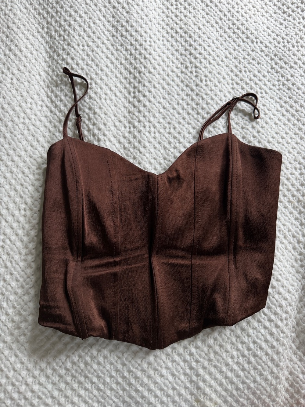 Zara Brown Satin Corset Cami - medium
